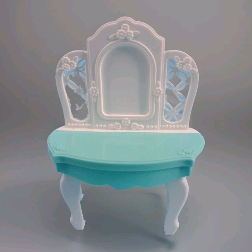 Temi, "Pretty Dollhouse Replacement Vanity  Furniture Teal White